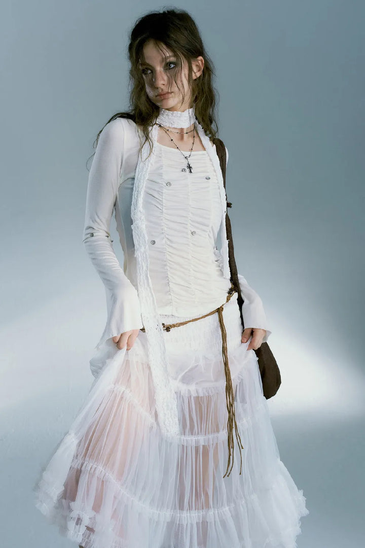 Pleated Buttons T-Shirt