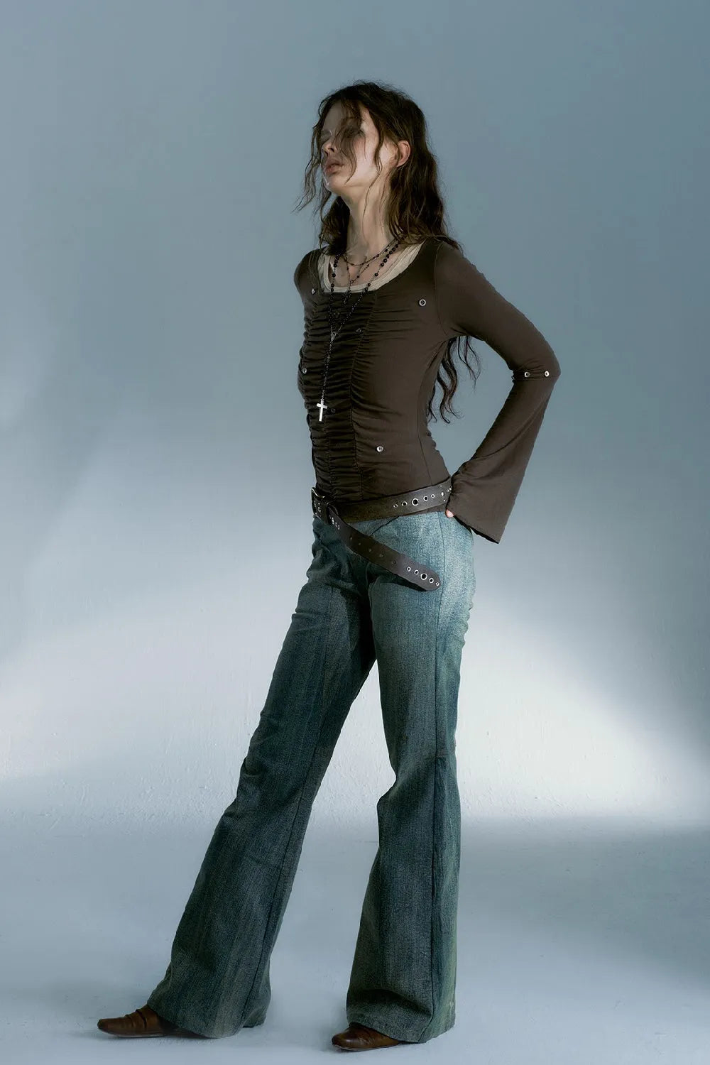 Pleated Buttons T-Shirt