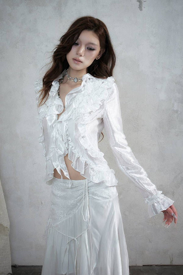 Satin Ruffle Blouse