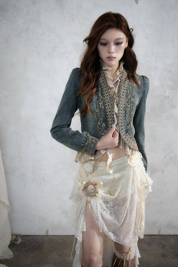 Embroidered Cropped Jacket