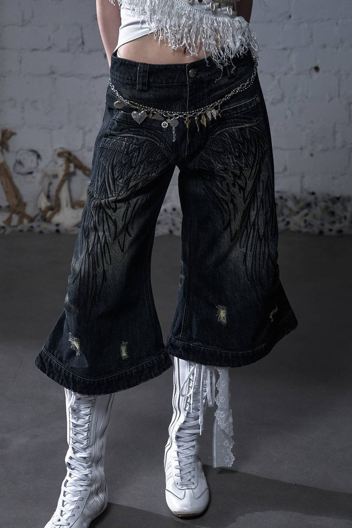 Embroidered Angel Jeans