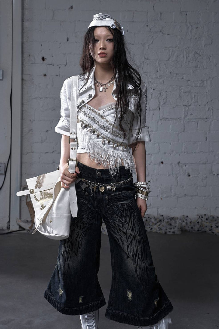 Embroidered Angel Jeans