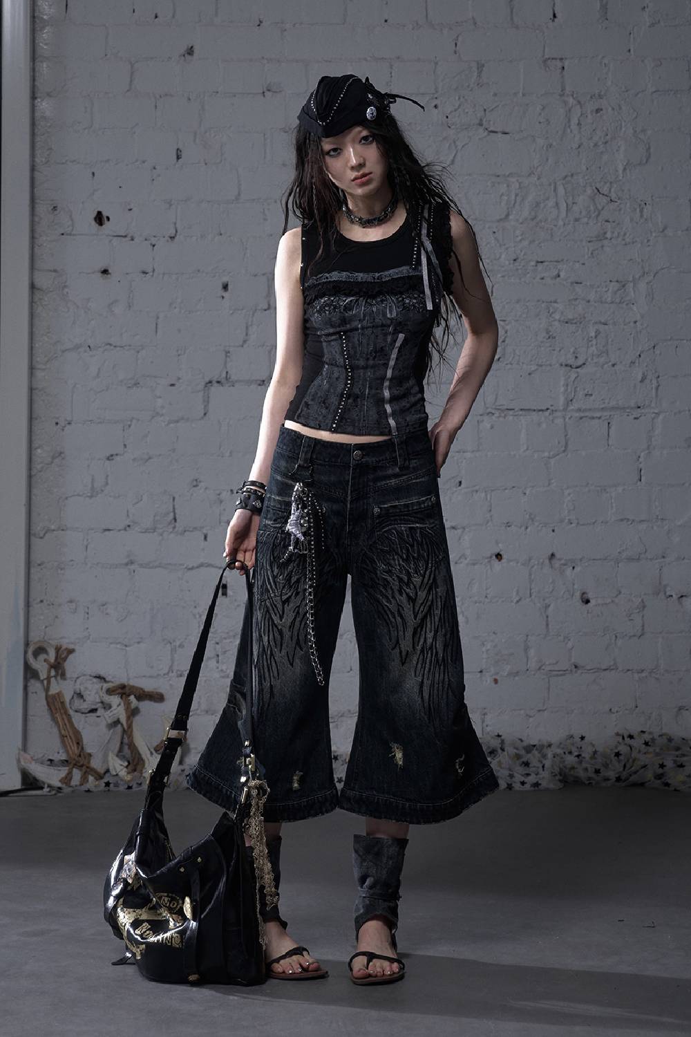 Embroidered Angel Jeans