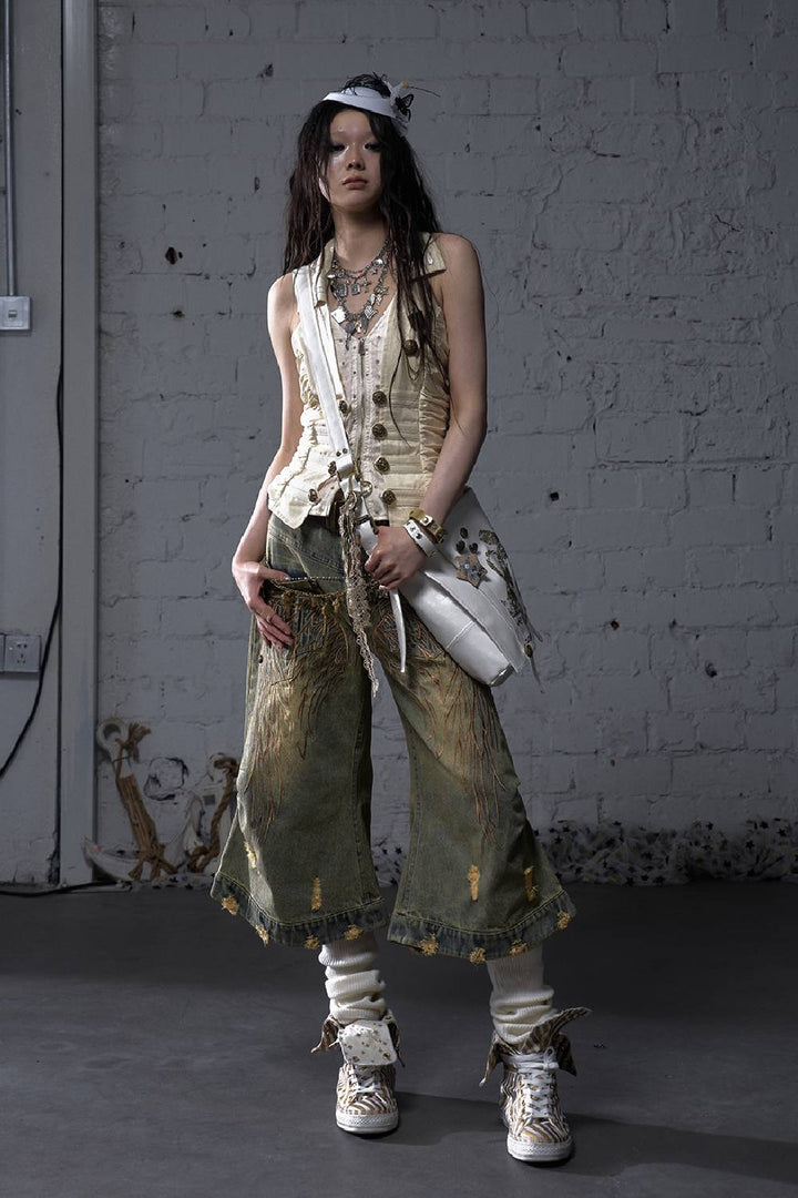 Embroidered Angel Jeans
