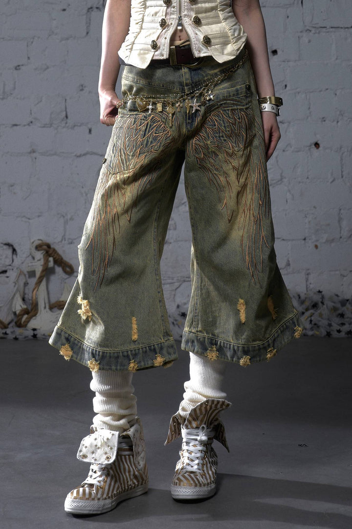 Embroidered Angel Jeans