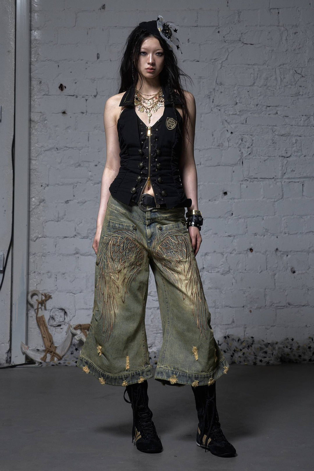 Embroidered Angel Jeans