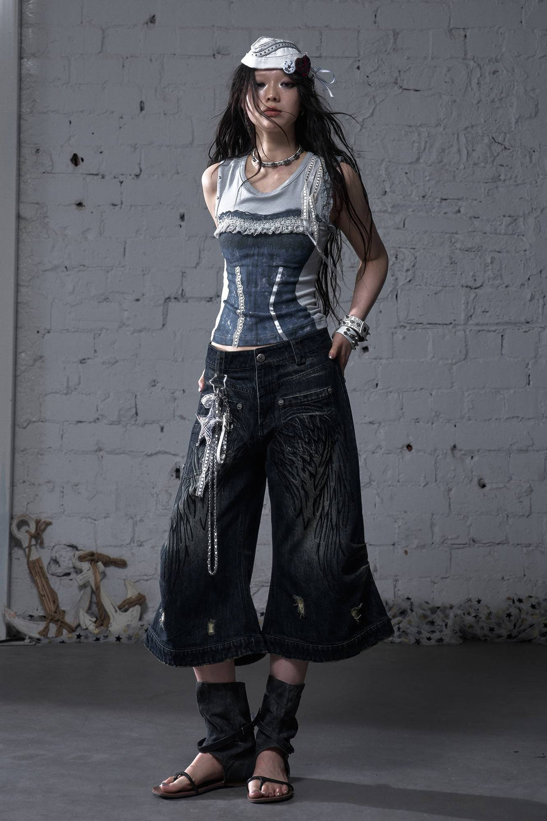 Embroidered Angel Jeans