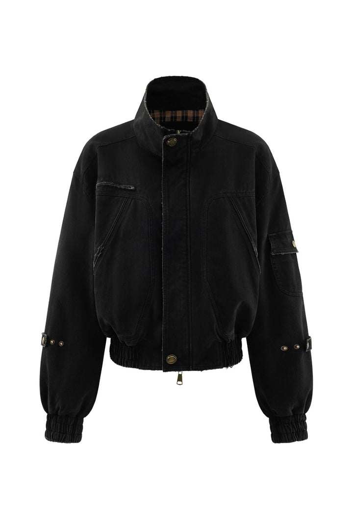 Black Vintage Flight Jacket