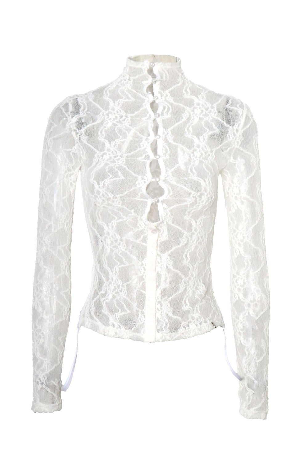 White Lace Turtleneck Top