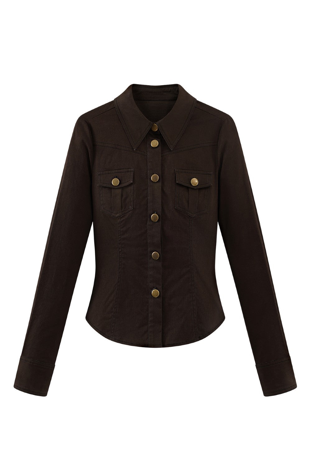 Retro Brass Button-Up Shirt