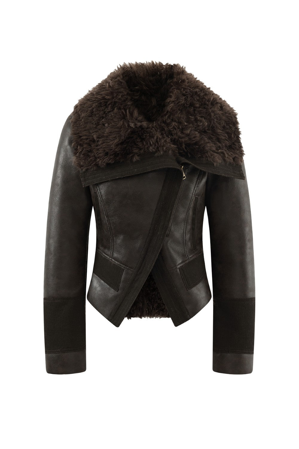 Espresso Leather Shearling Coat