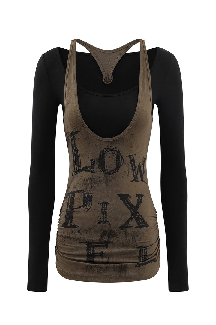 Logo Ruched Layered Shirt