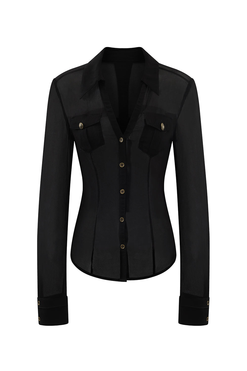 Noir Slim Sheer Blouse