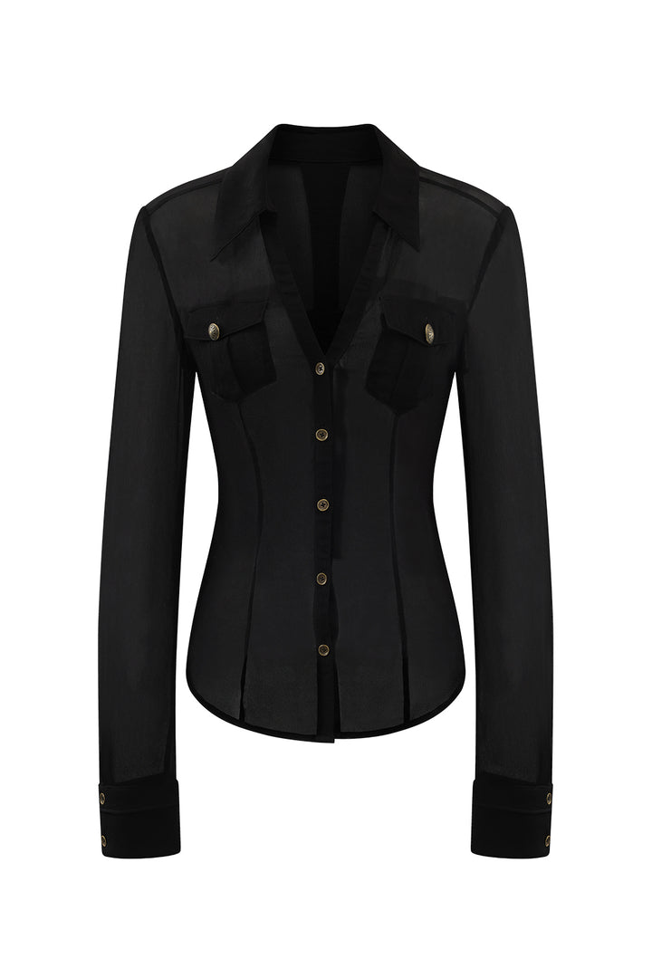Noir Slim Sheer Blouse