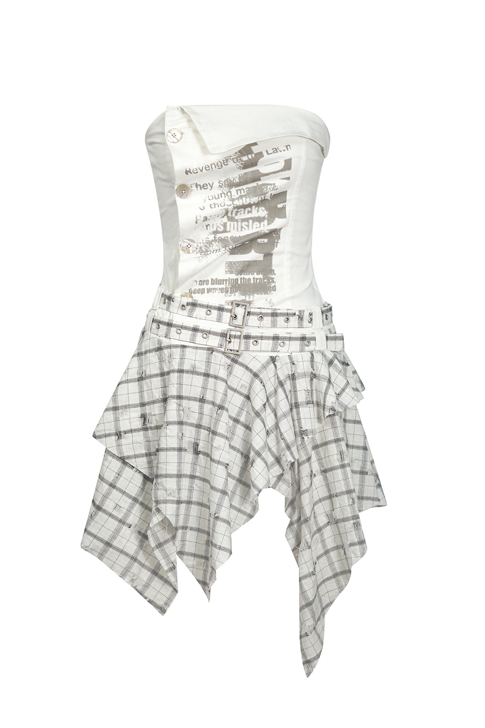 Strapless Graffiti Plaid Dress