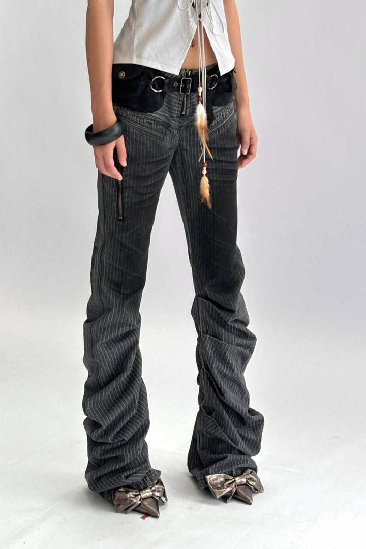 Stacked Pinstripe Jeans