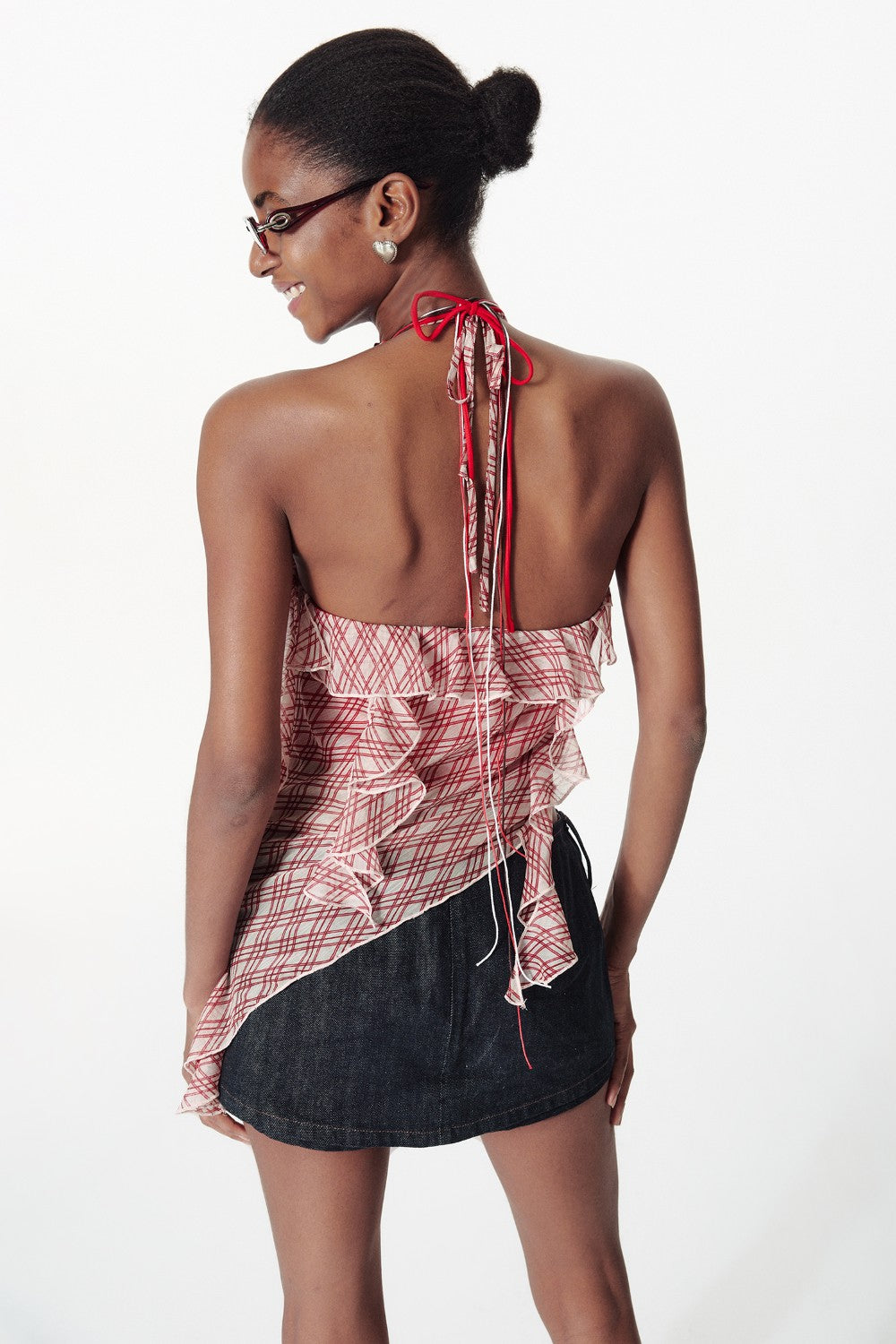 Draped Ruffle Halter Top