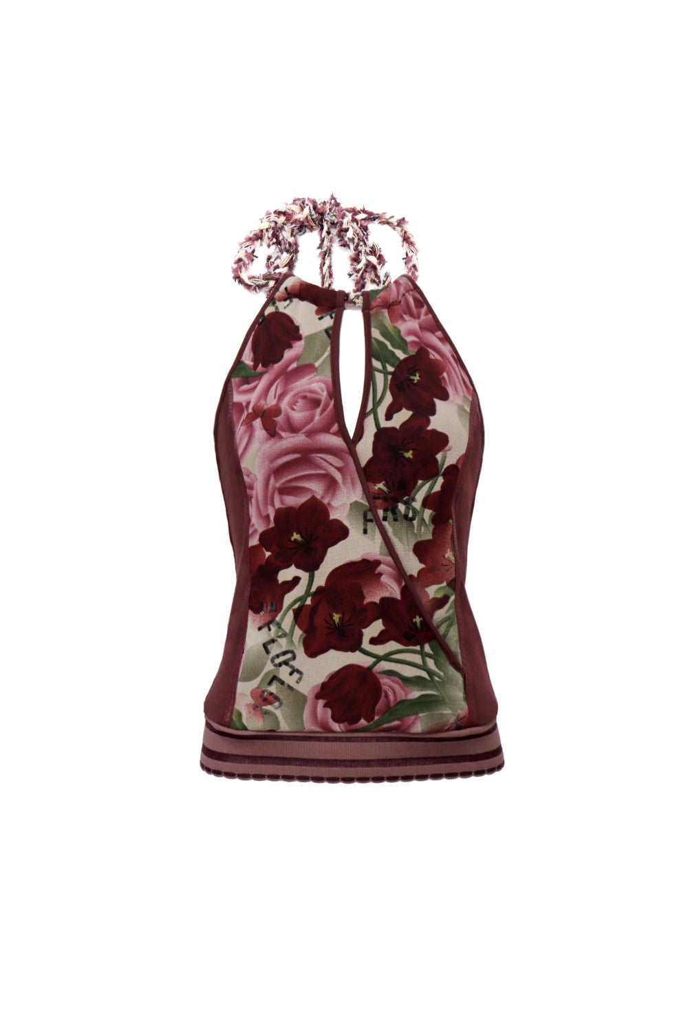 Burgundy Knit Floral Top