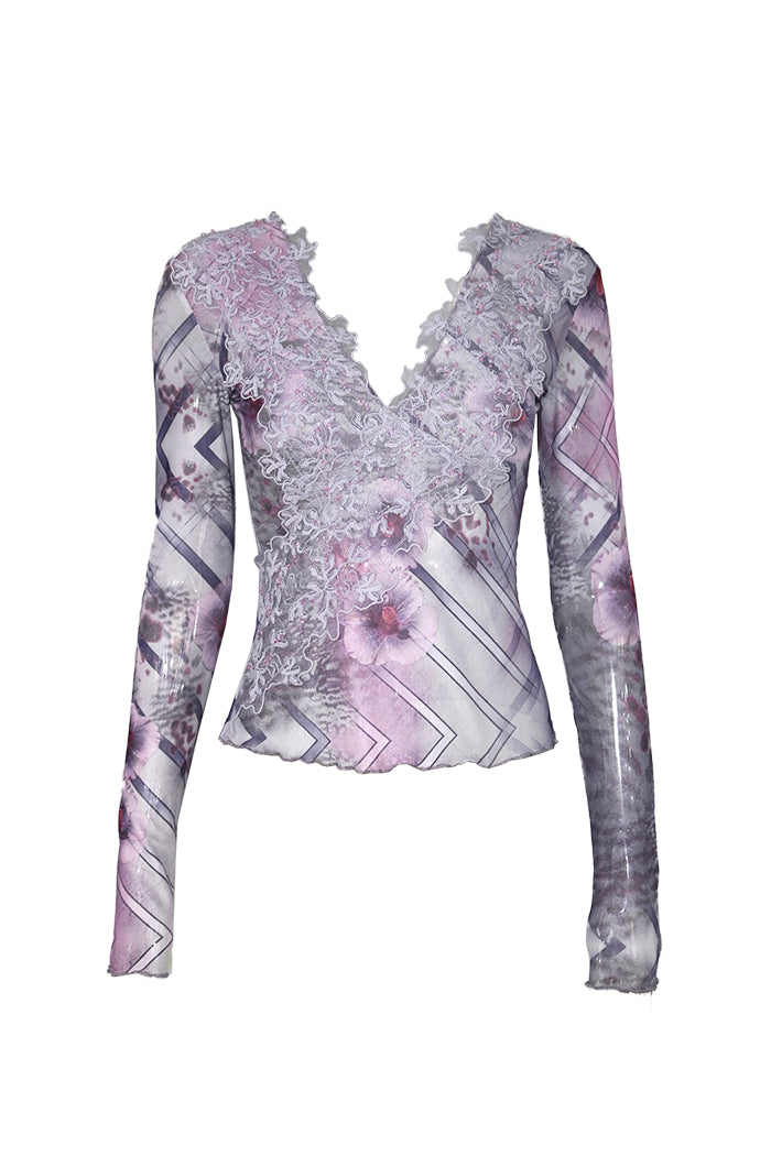 Orchid Lace V-Neck Top