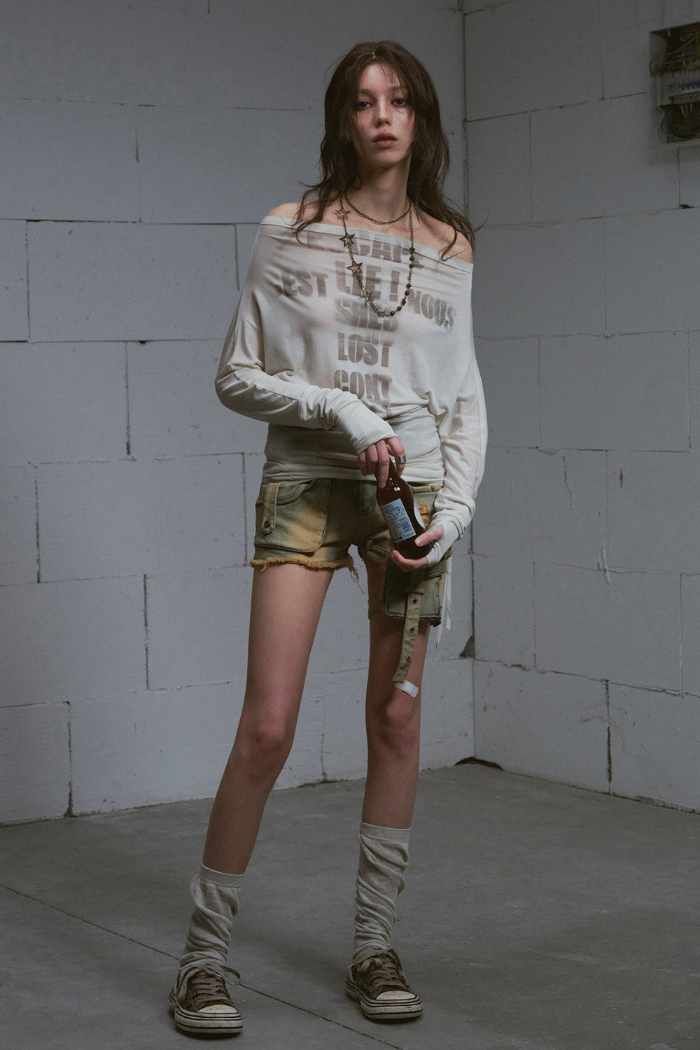 Off-shoulder Batwing Shirt