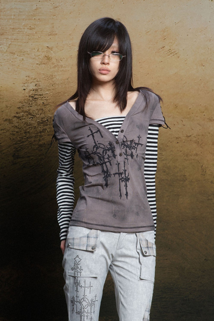 Crossprint Layered Shirt