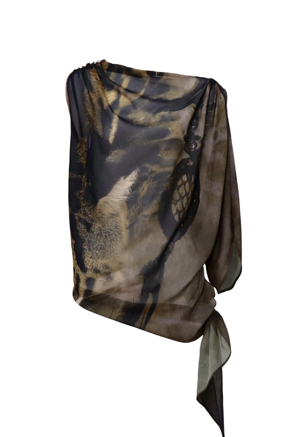 Tiger Chiffon Batwing Top