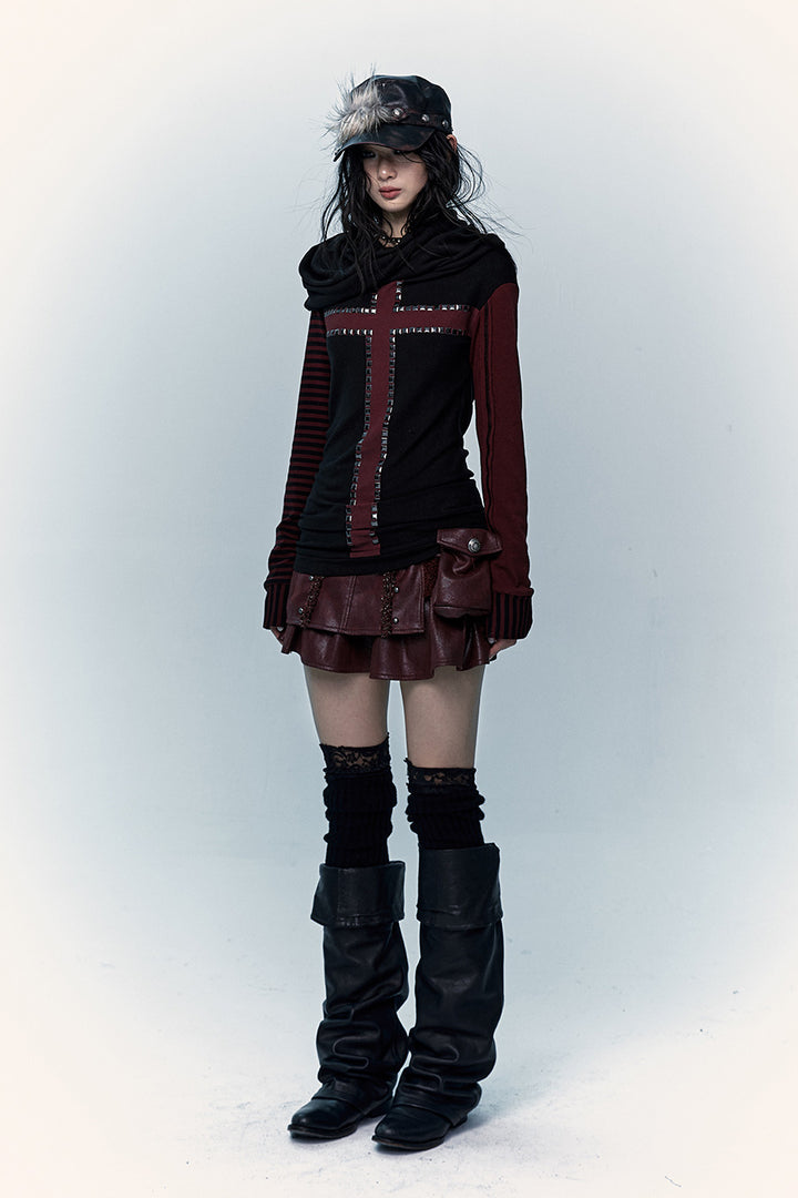 Hooded Cowl-Neck Shirt