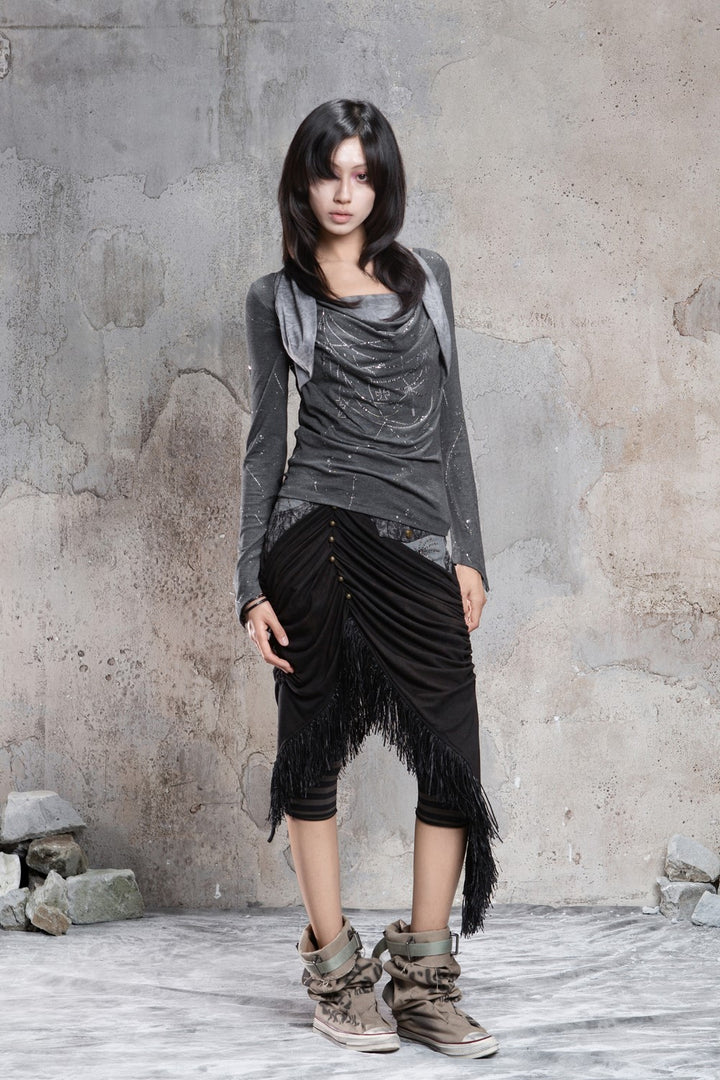 Eclipse Fringe Drape Skirt