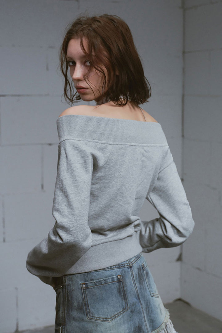 Off-Shoulder Knitted Cardigan