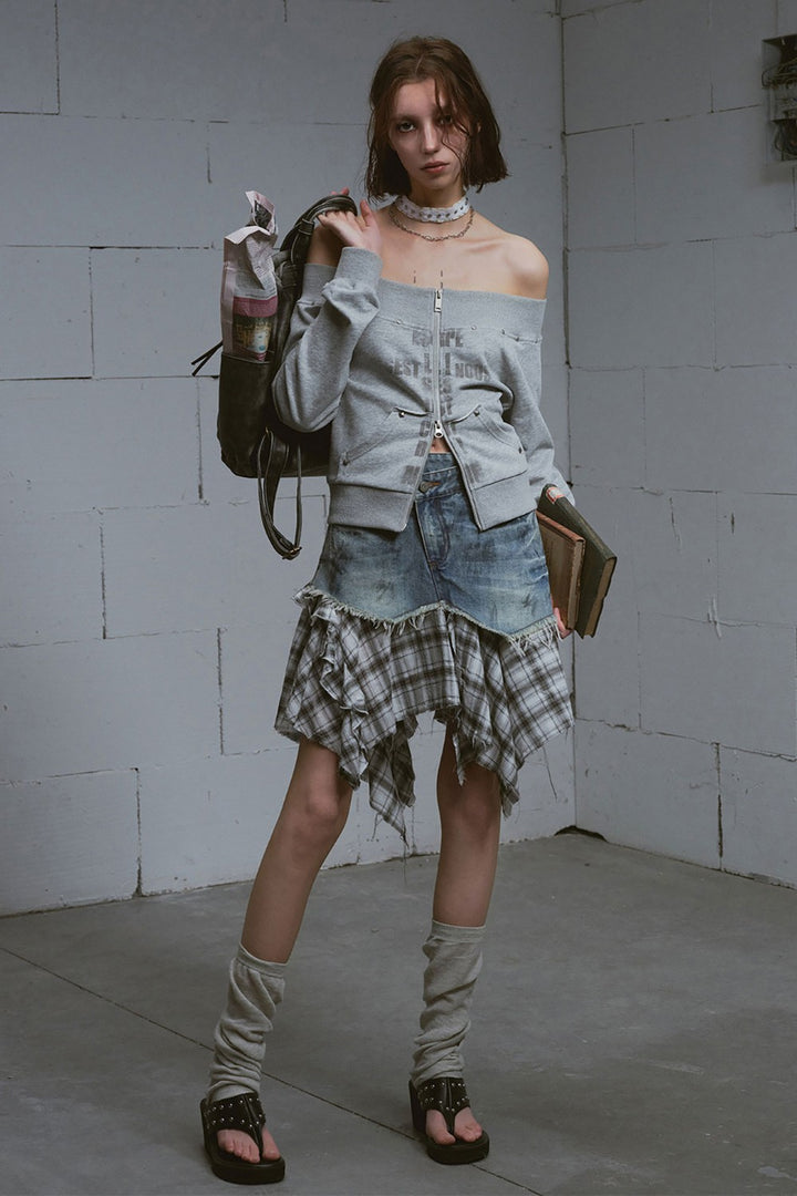 Off-Shoulder Knitted Cardigan