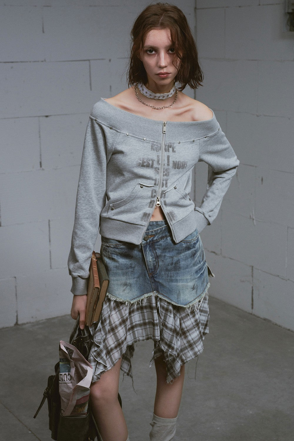 Off-Shoulder Knitted Cardigan