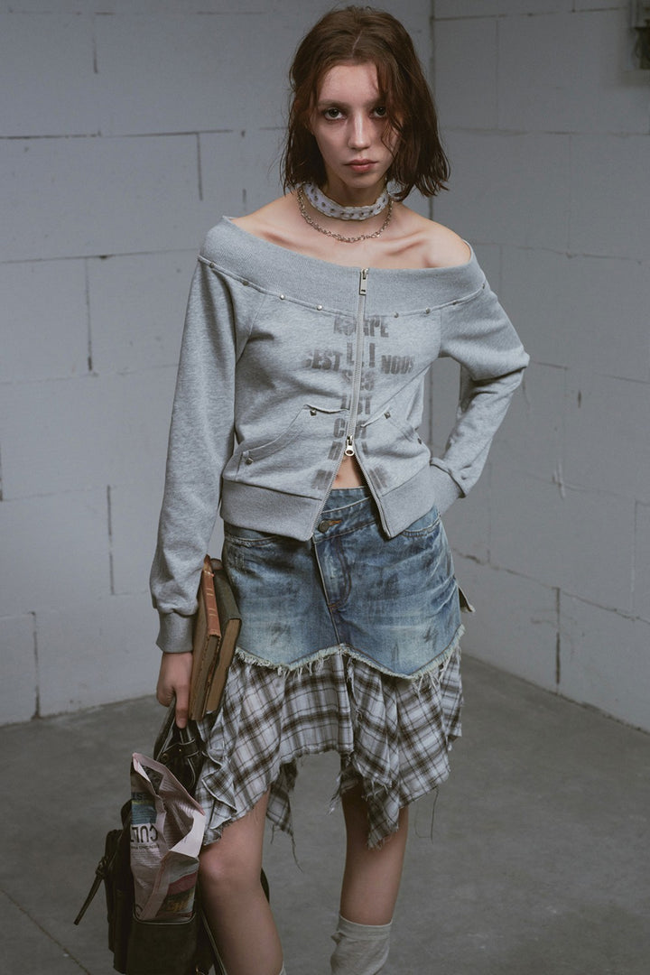 Off-Shoulder Knitted Cardigan