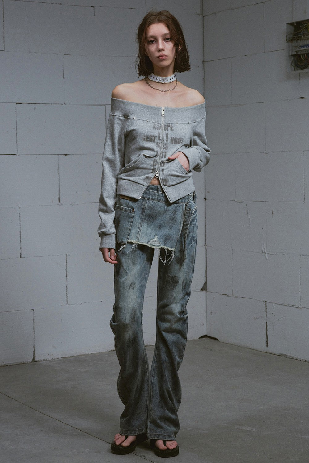 Off-Shoulder Knitted Cardigan