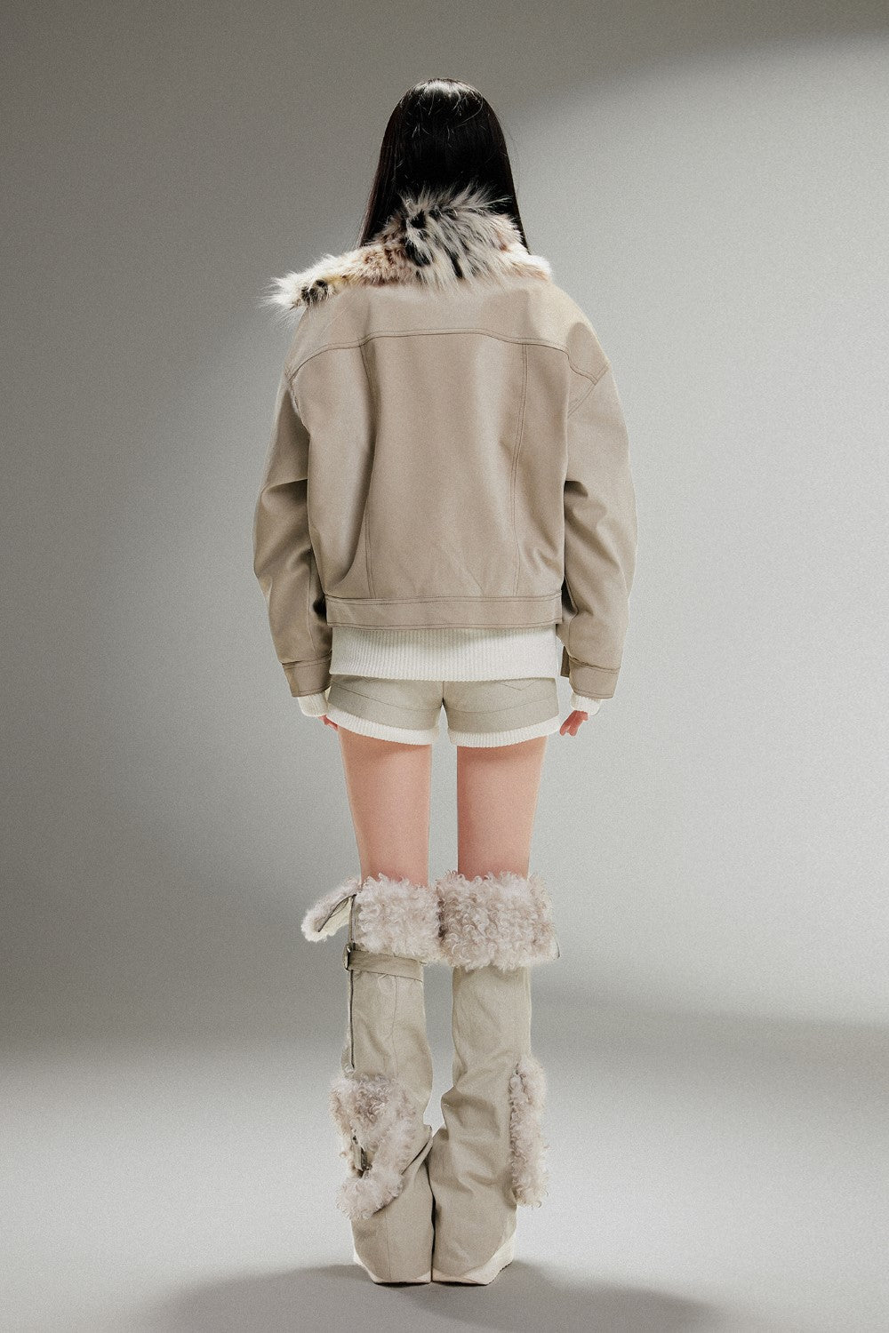 Fur Batwing Bomber Jacket