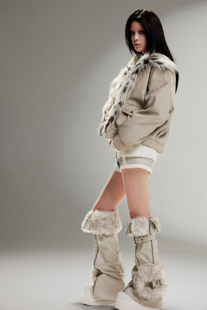 Fur Batwing Bomber Jacket