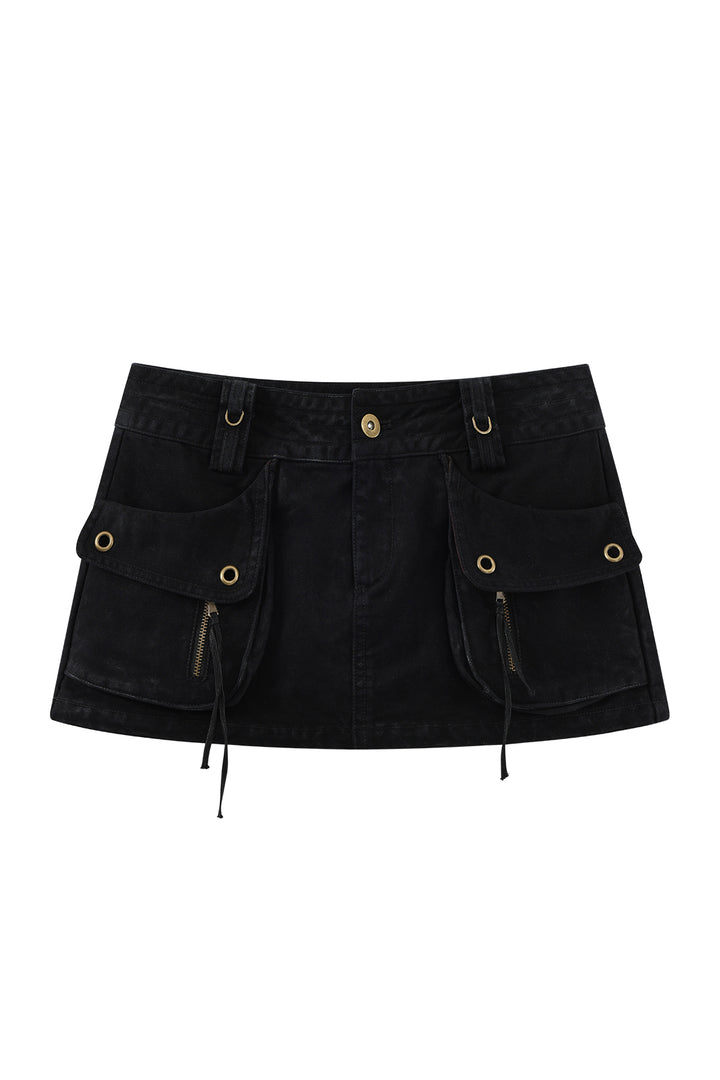 Tactical Denim Micro Skirt