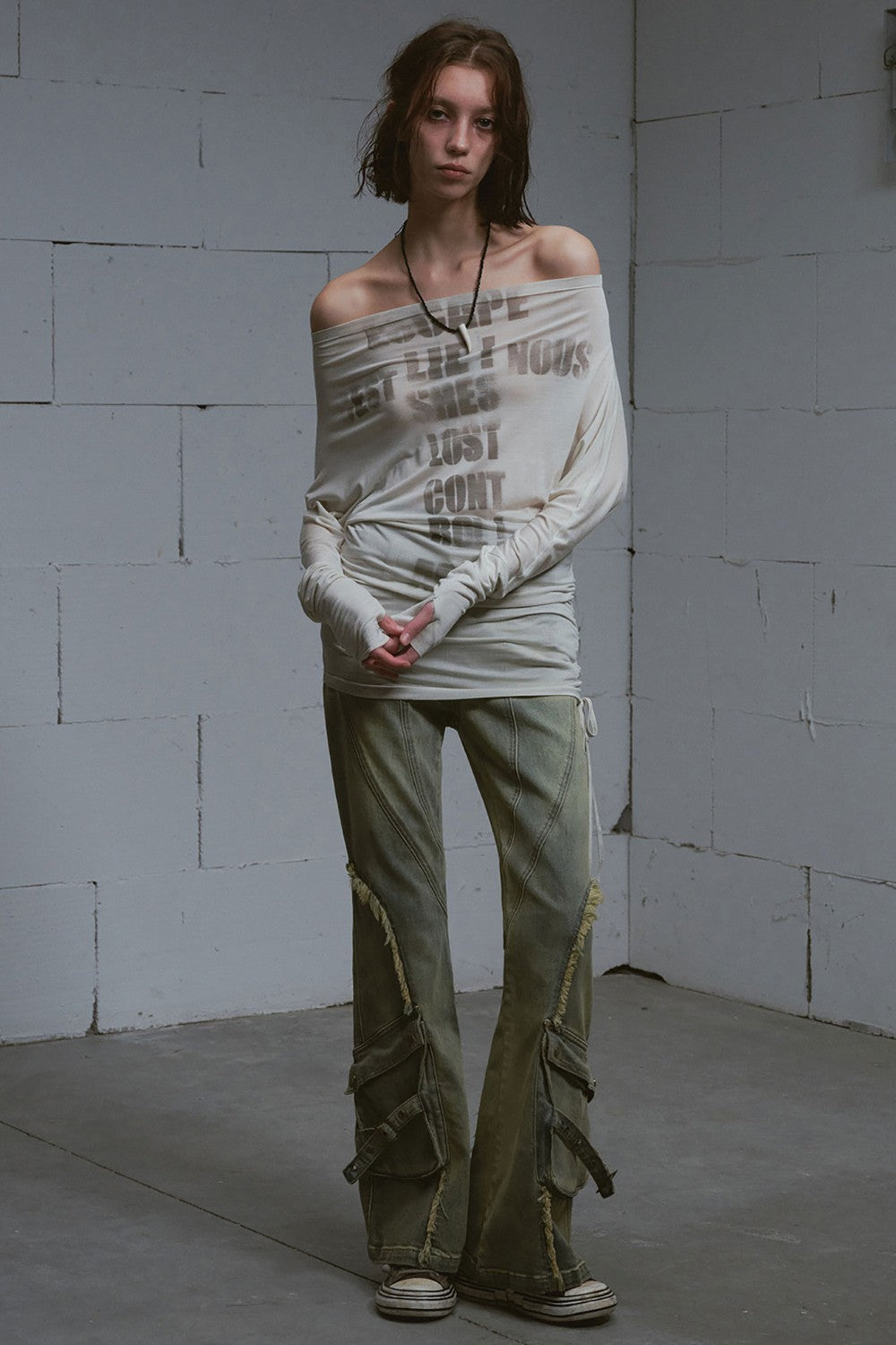 Blue Paneled Flare Jeans