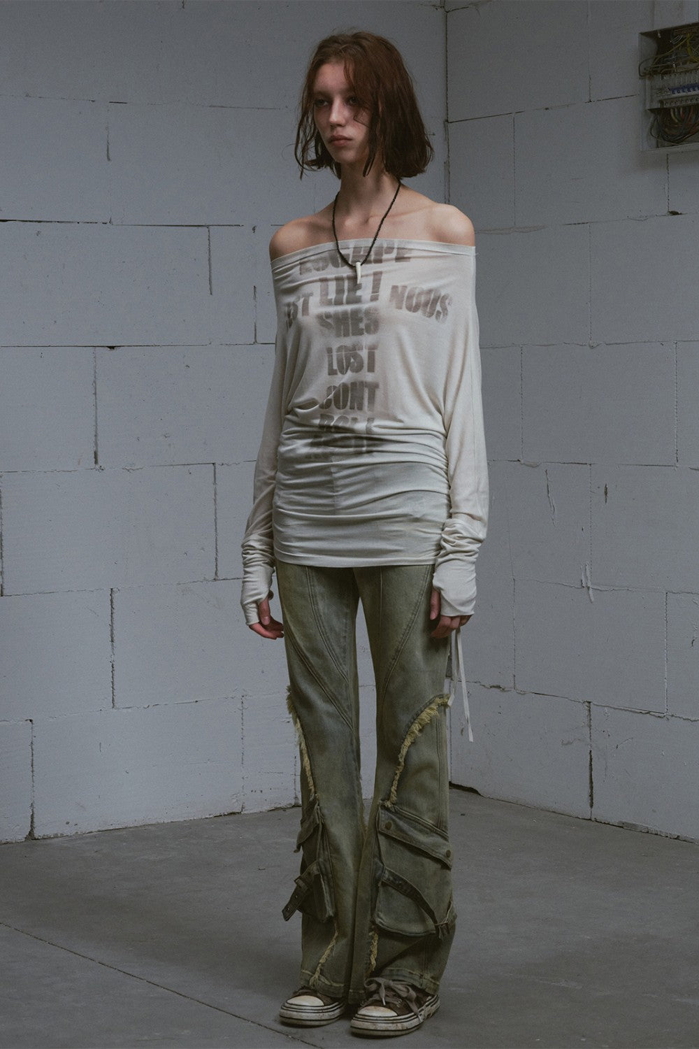 Blue Paneled Flare Jeans