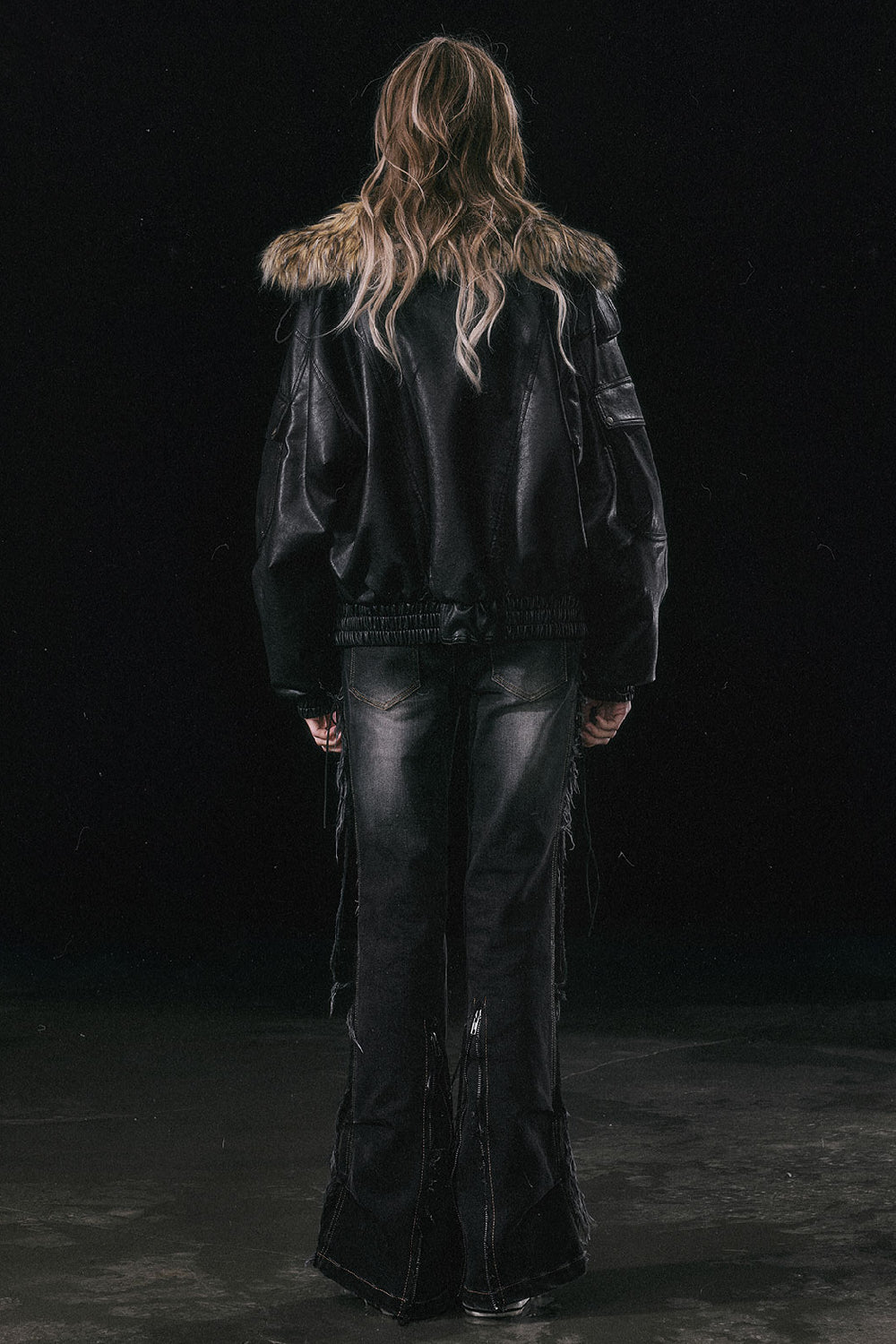 Faux Leather Bomber Jacket