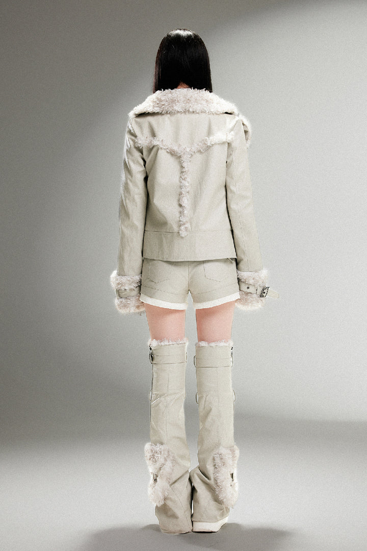 Fleece-Lined Leather Coat