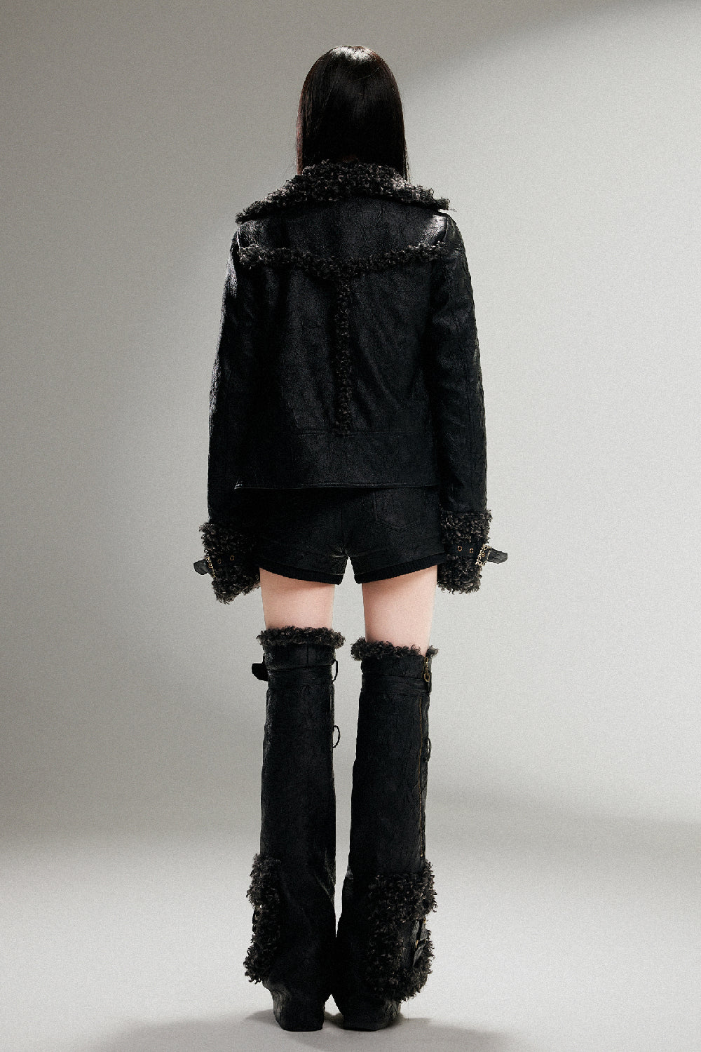 Fleece-Lined Leather Coat