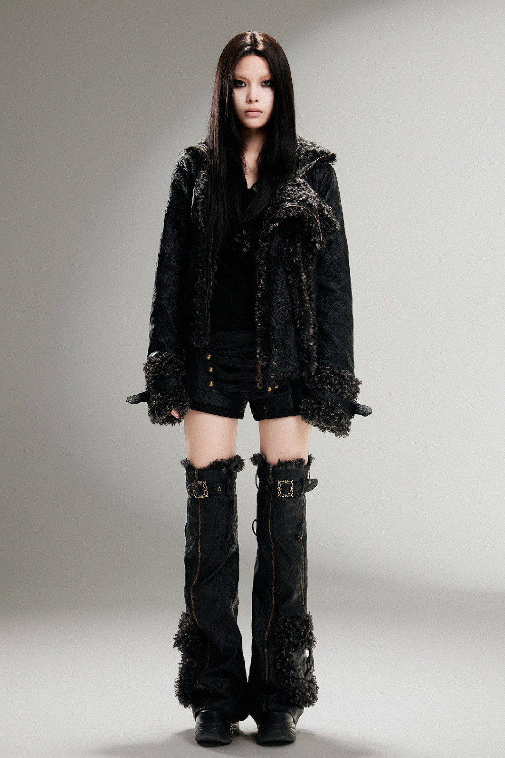 Fleece-Lined Leather Coat
