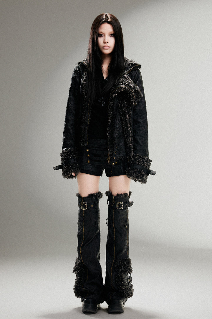 Fleece-Lined Leather Coat
