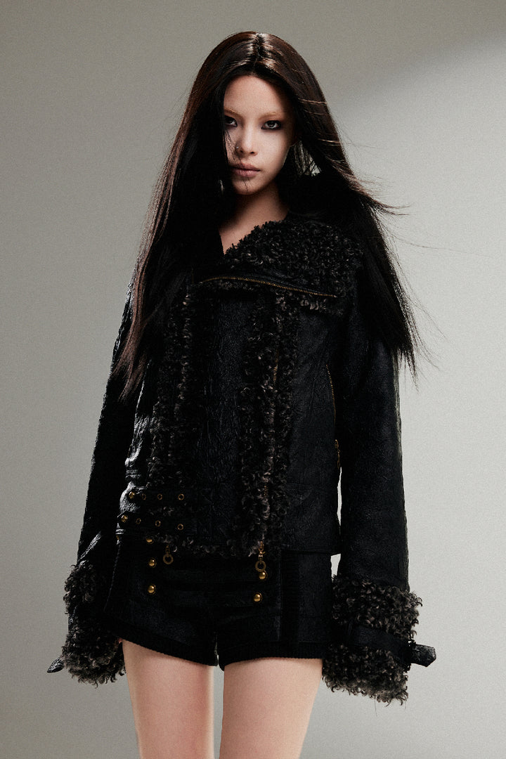 Fleece-Lined Leather Coat