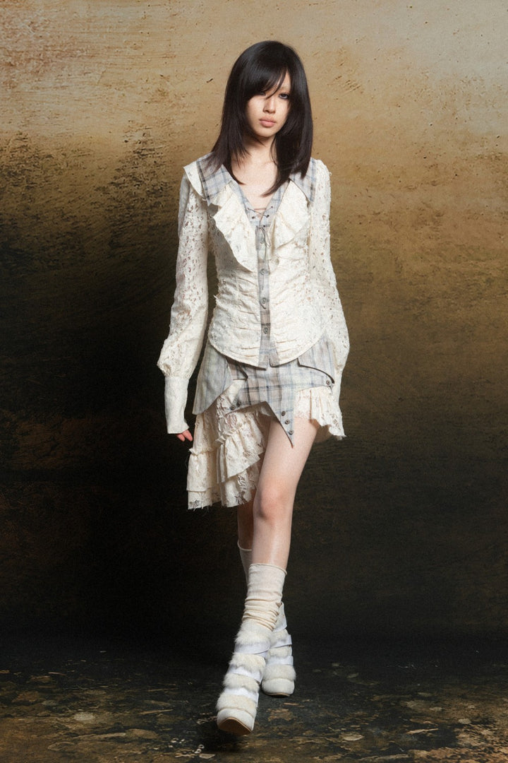 Lace Ruffle Corset Blouse