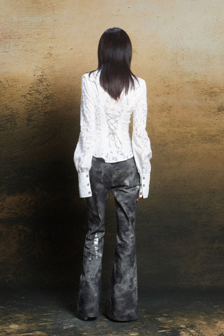 Lace Ruffle Corset Blouse