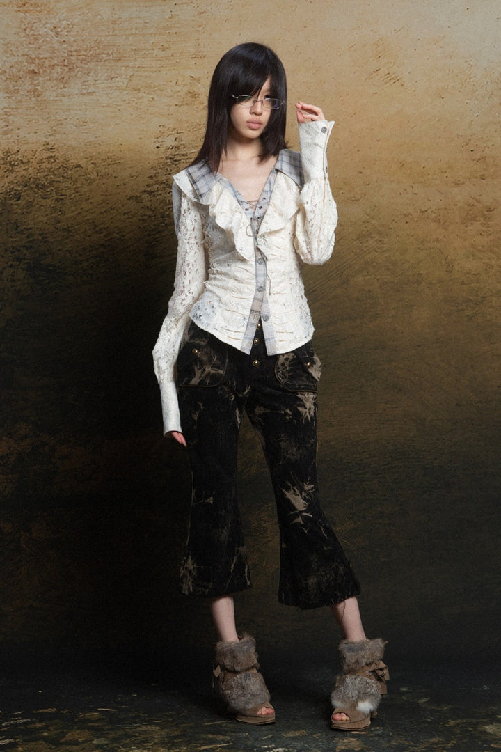 Lace Ruffle Corset Blouse