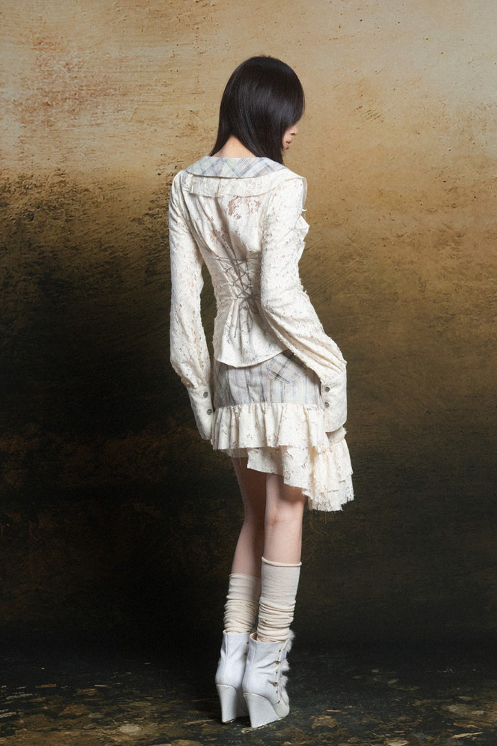 Lace Ruffle Corset Blouse