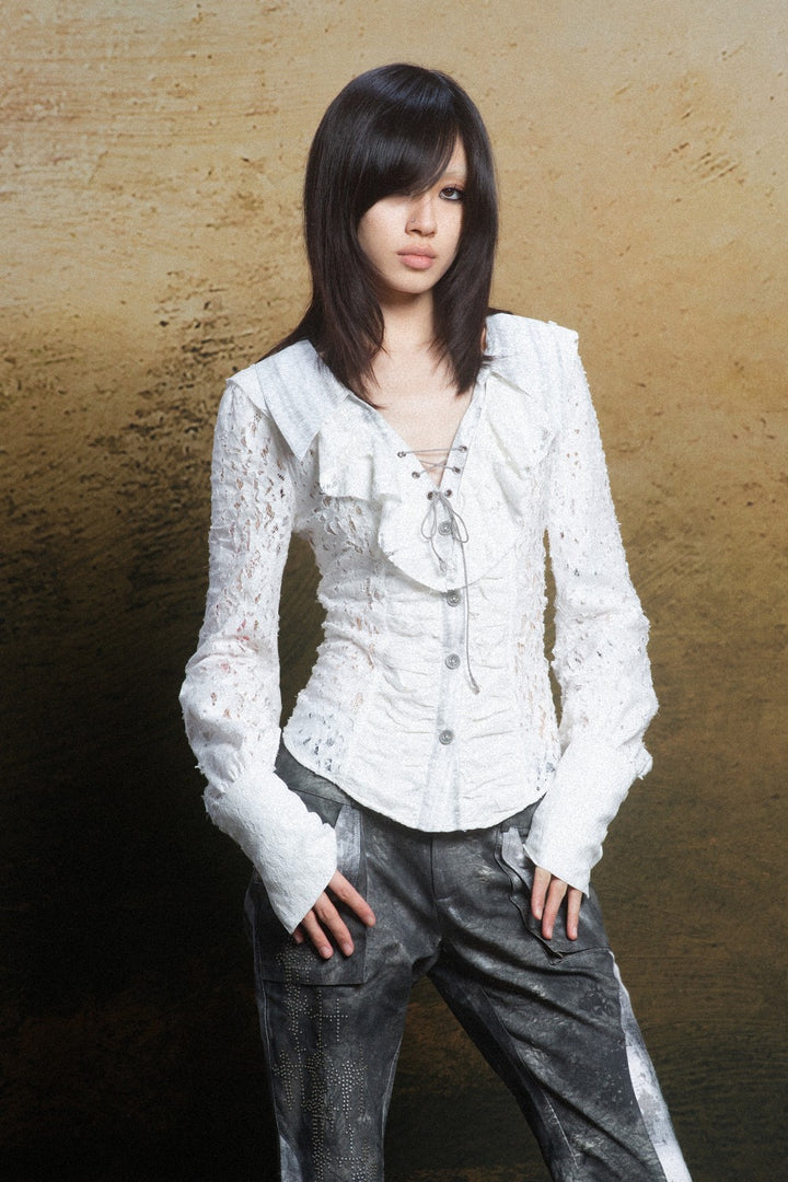 Lace Ruffle Corset Blouse