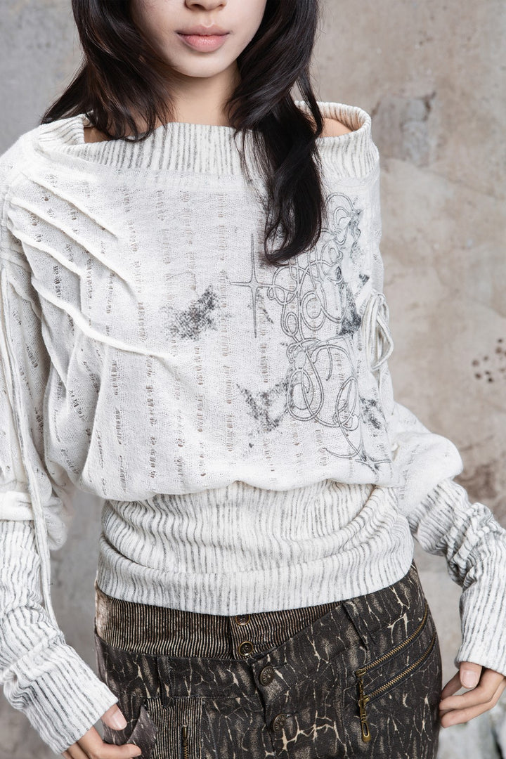 Off-Shoulder Cybersigilism Shirt